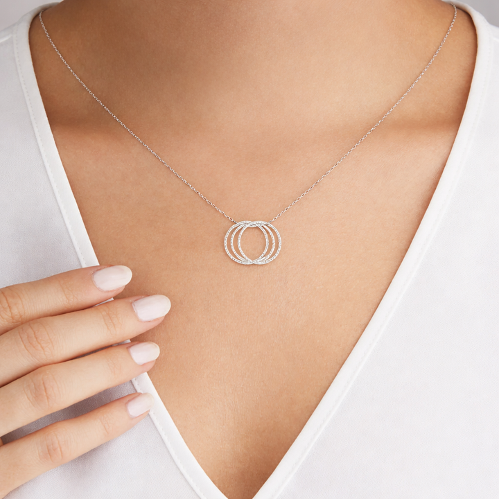 Sterling Silver Four Decades Ring Pendant Necklace