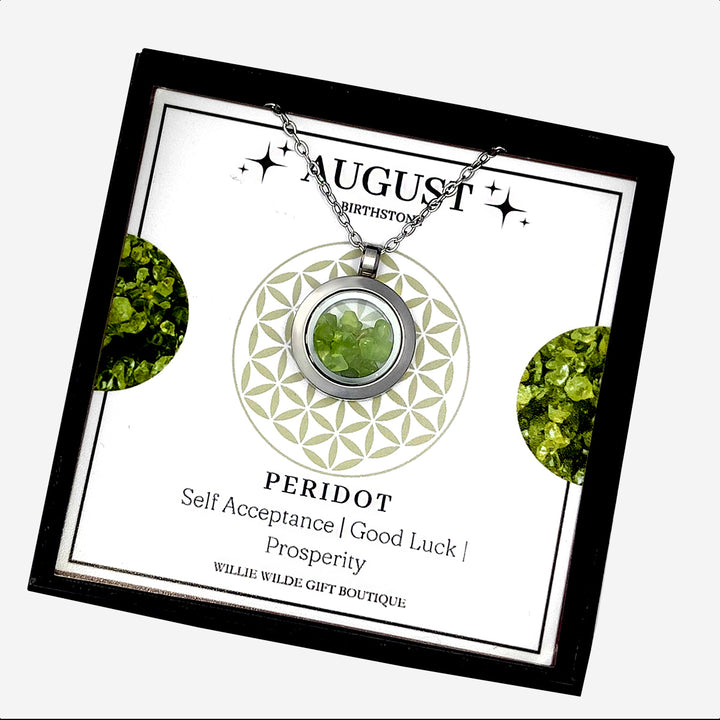 August Peridot Birthstone Locket Necklace