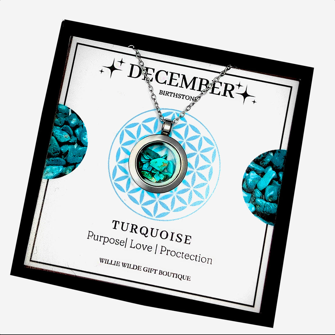 December Turquoise Birthstone Locket Necklace