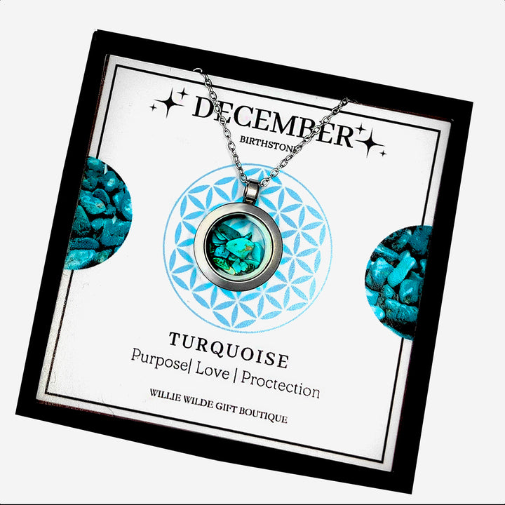 December Turquoise Birthstone Locket Necklace