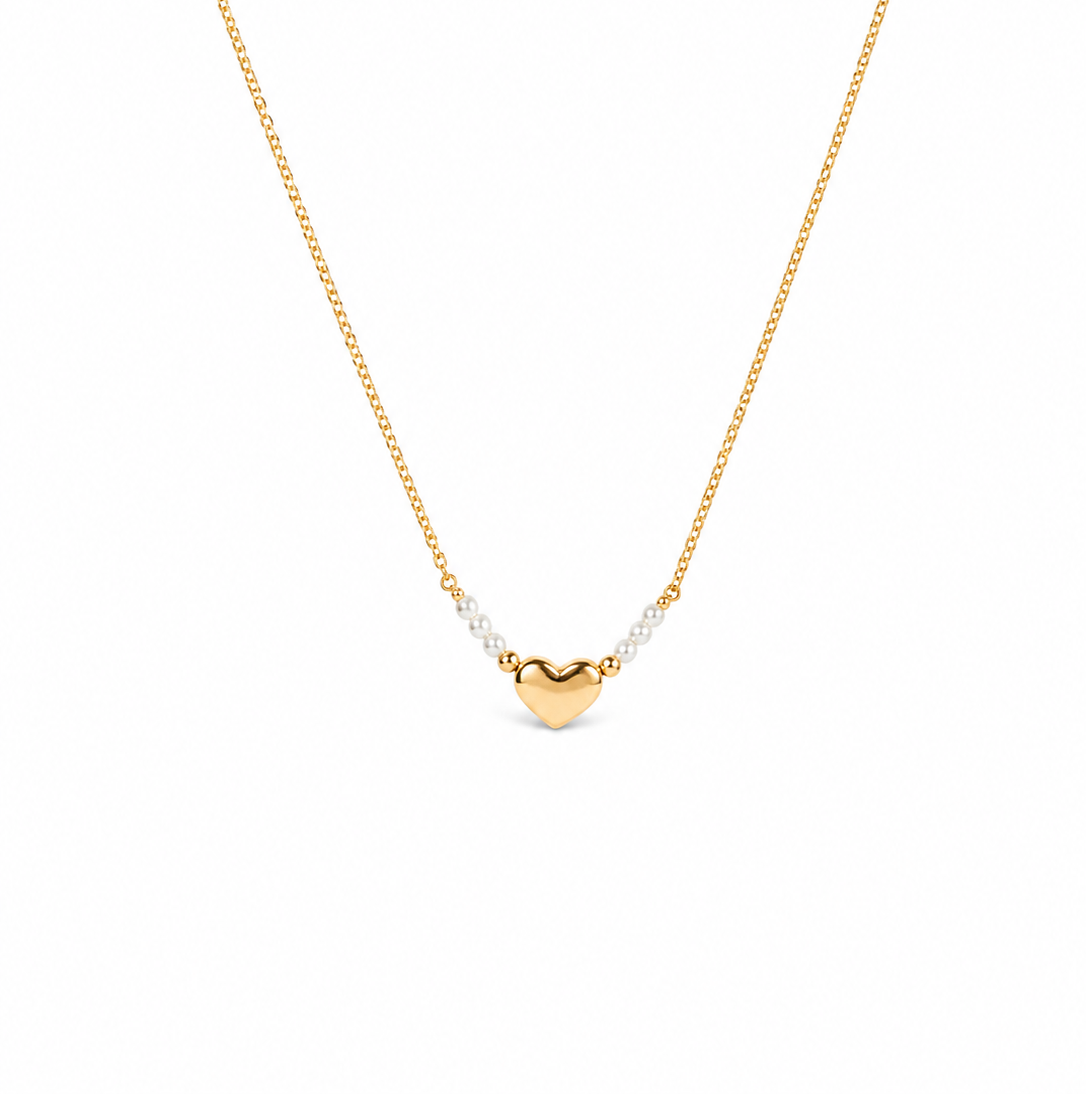 Gold Heart Pearl Chain
