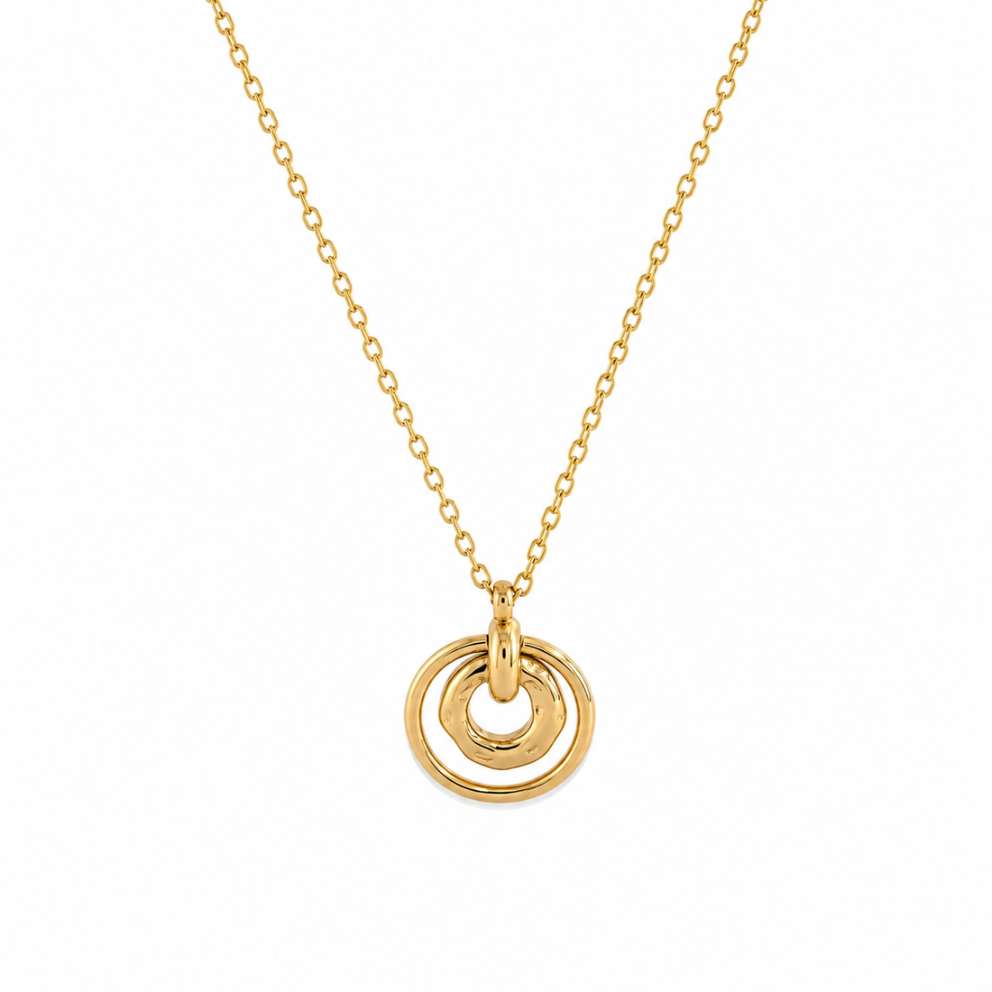 Gold Linked Circles Pendant Necklace