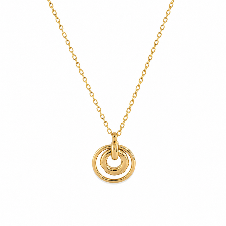 Gold Linked Circles Pendant Necklace