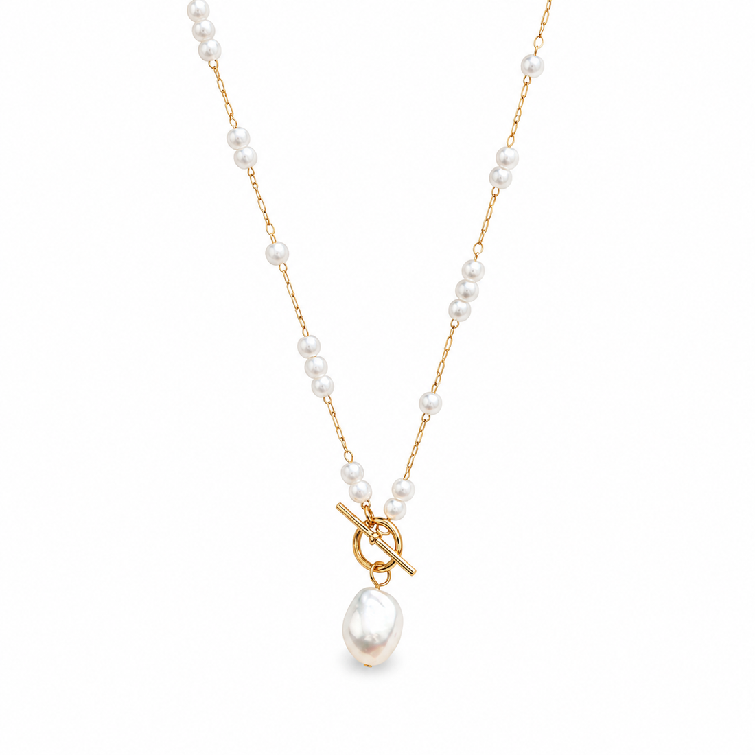 Gold Pearl Pendant with Toggle