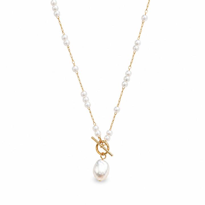 Gold Pearl Pendant with Toggle