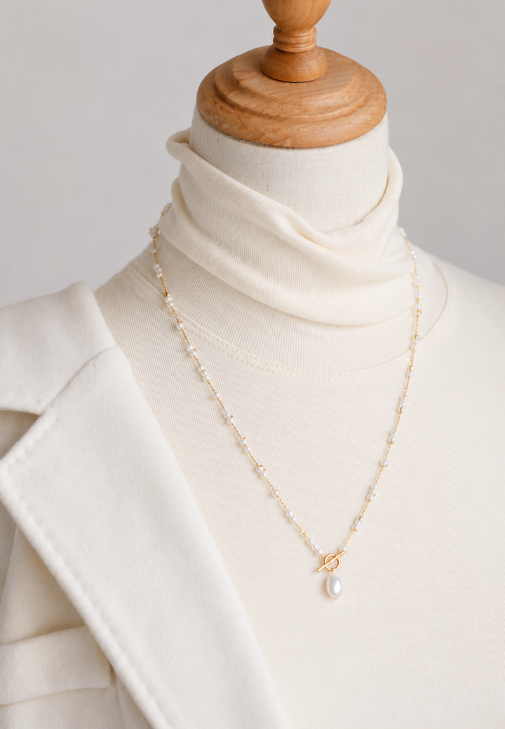 Gold Pearl Toggle Pendant