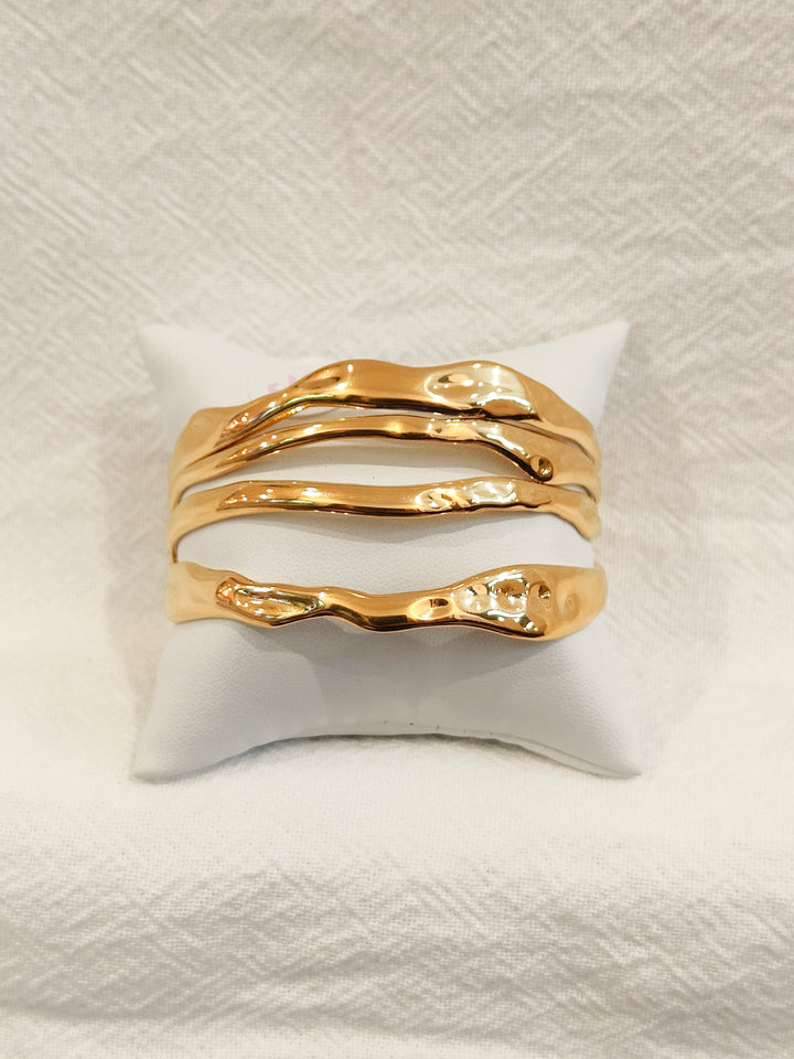 Gold Ripple Cuff Bracelet