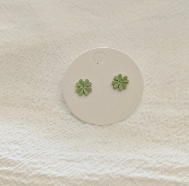 Green Four Leaf Clover Mini Studs