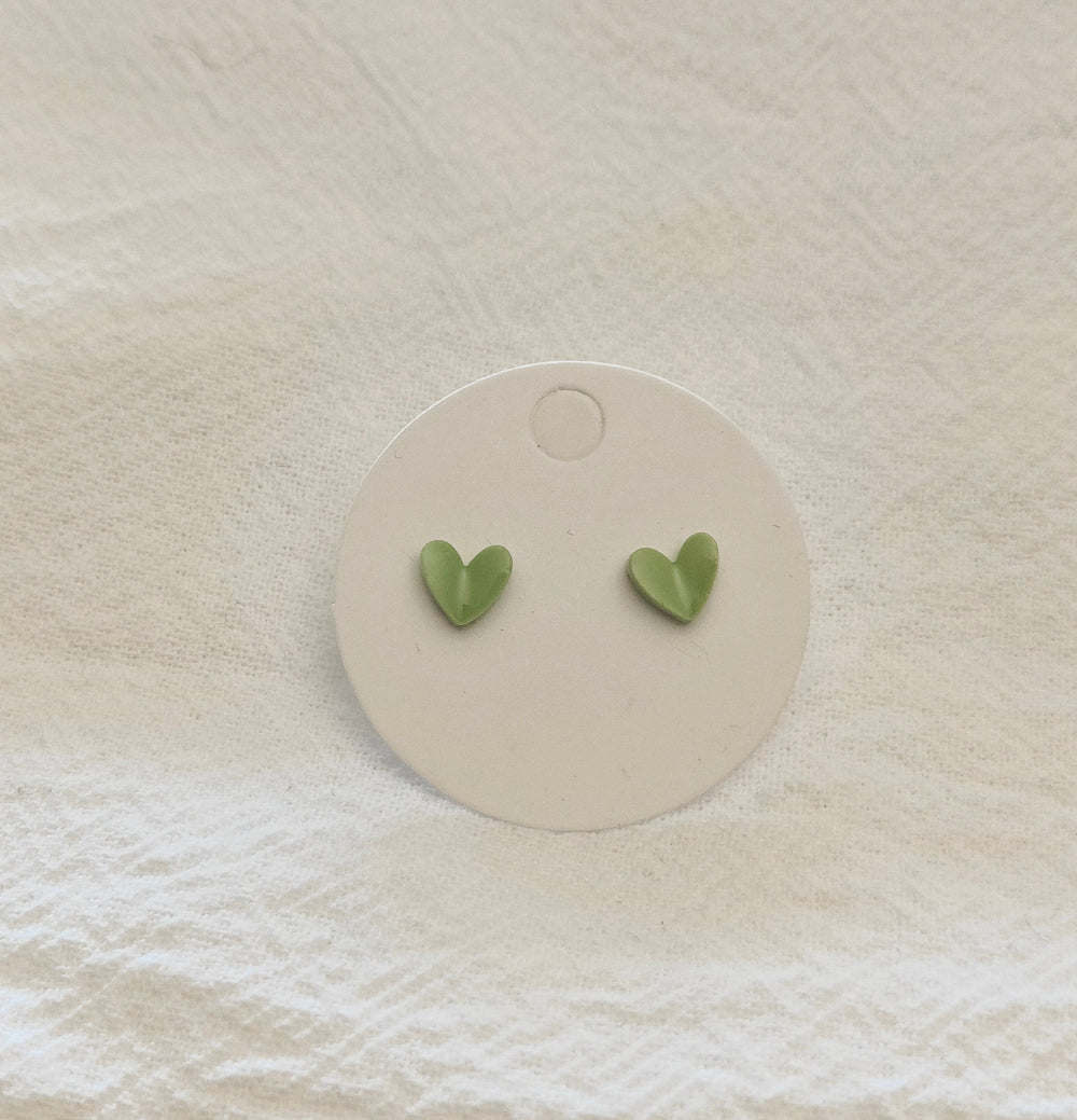 Green Origami Heart Mini Studs