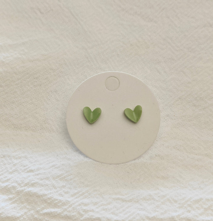 Green Origami Heart Mini Studs