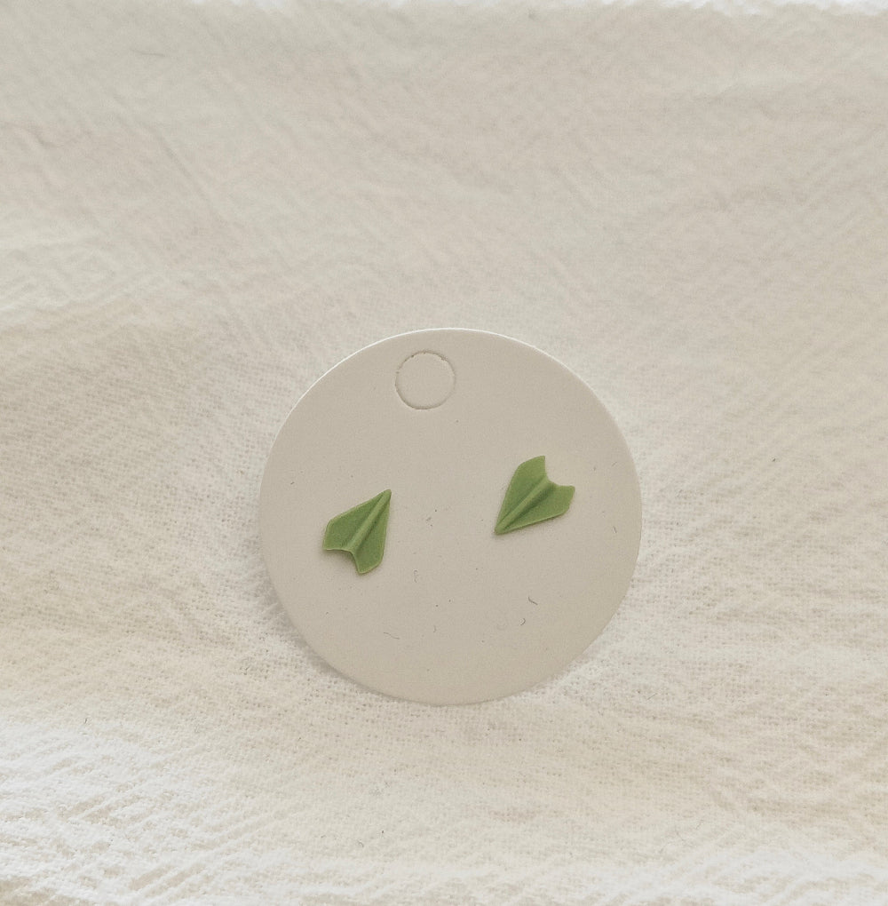 Green Paper Plane Mini Studs 