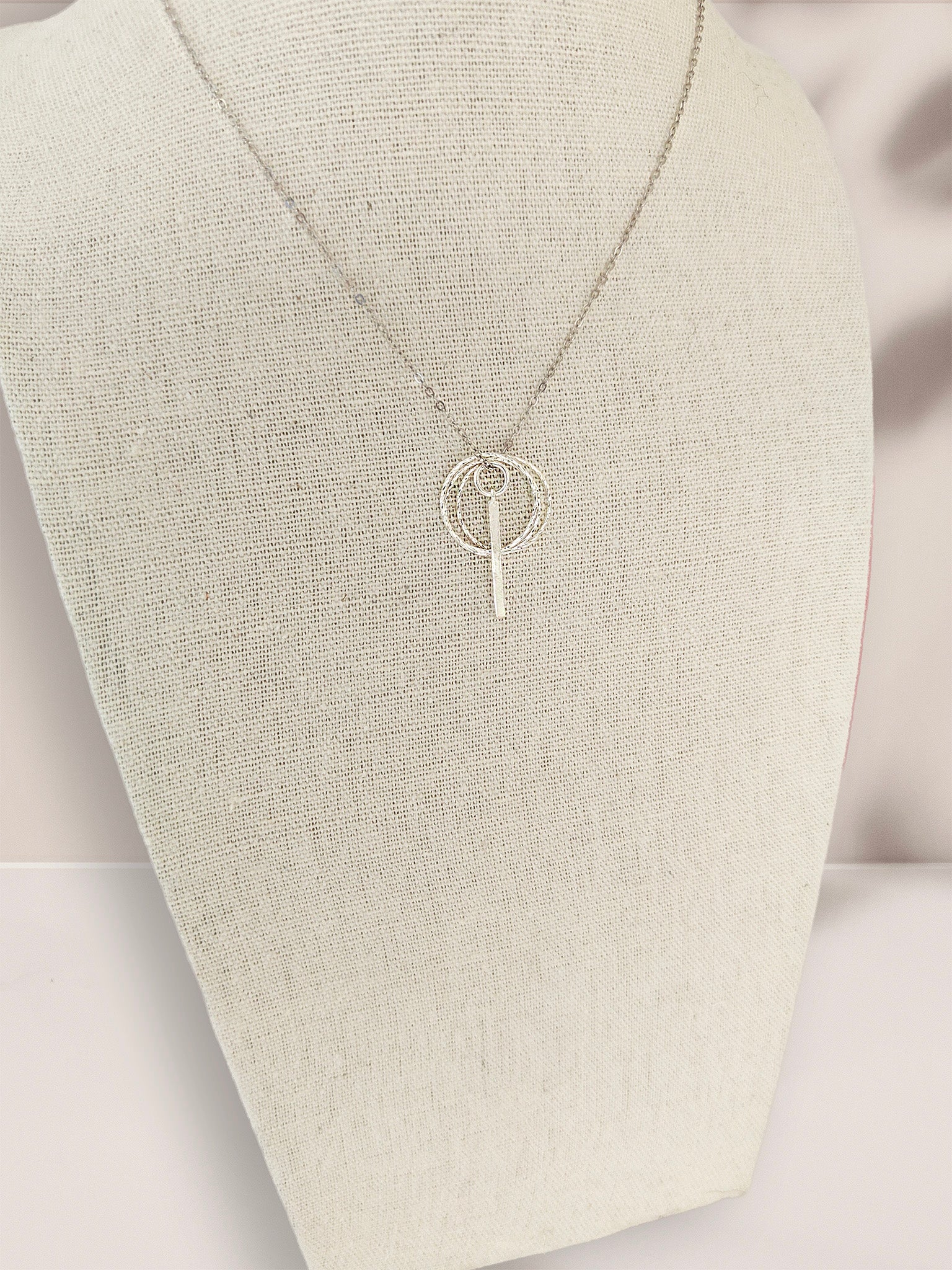 Sterling Silver Open Circle & Bar Pendant Necklace