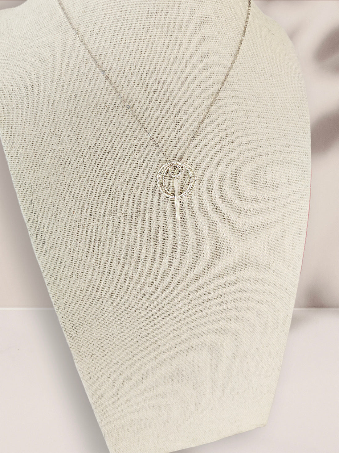 Sterling Silver Open Circle & Bar Pendant Necklace