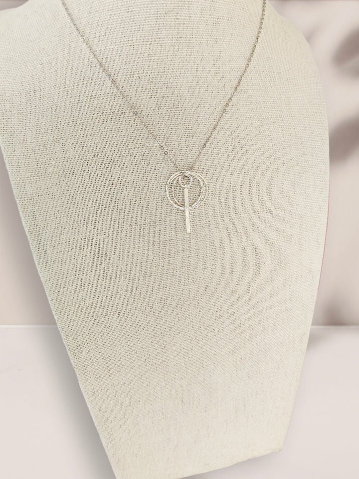 Sterling Silver Open Circle & Bar Pendant Necklace