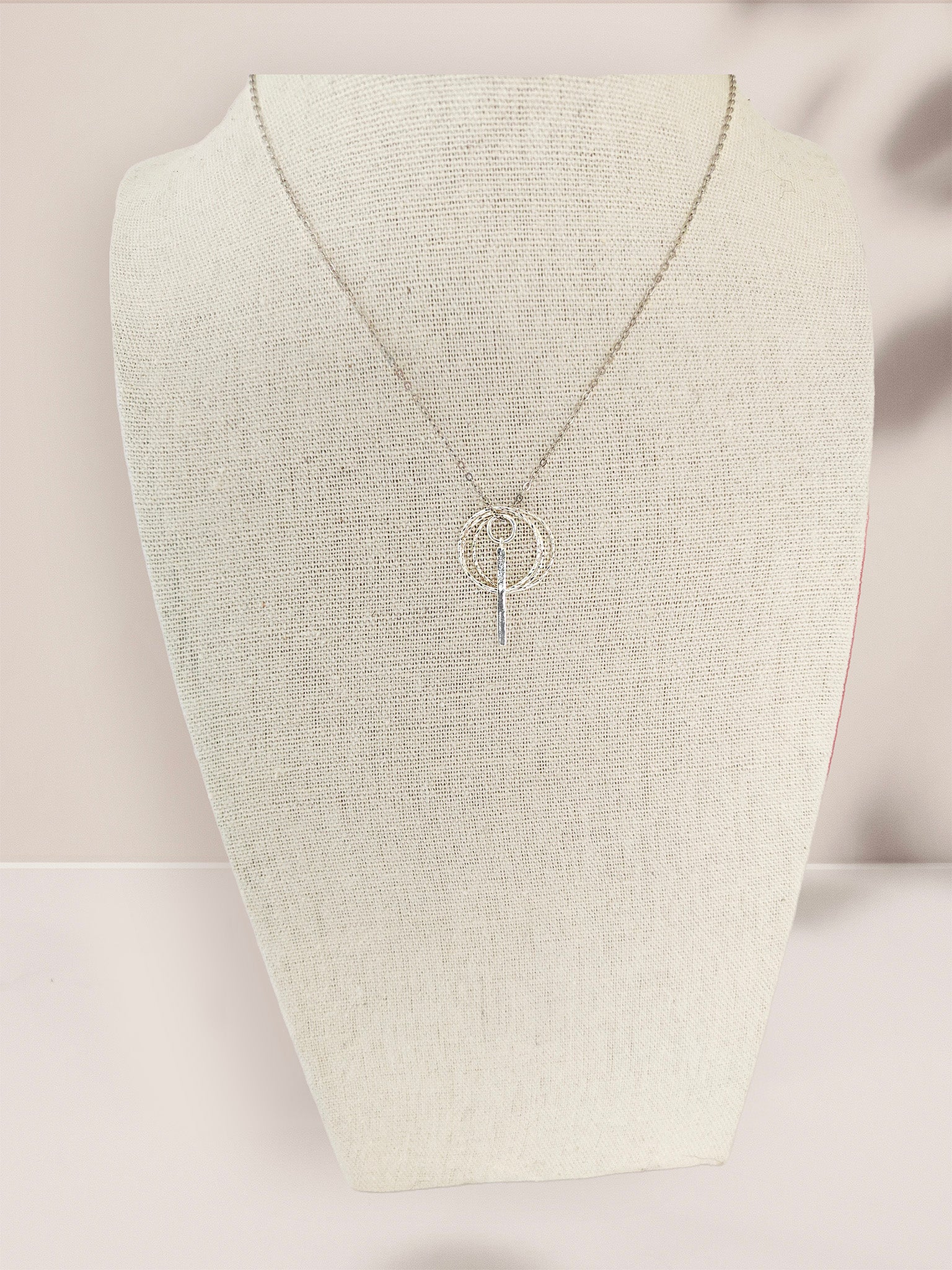 Sterling Silver Open Circle & Bar Pendant Necklace