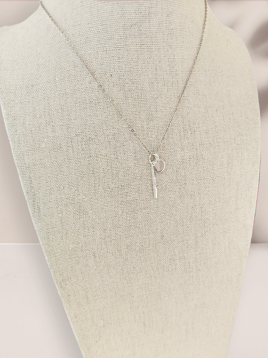 Sterling Silver Disc & Bar Pendant Necklace