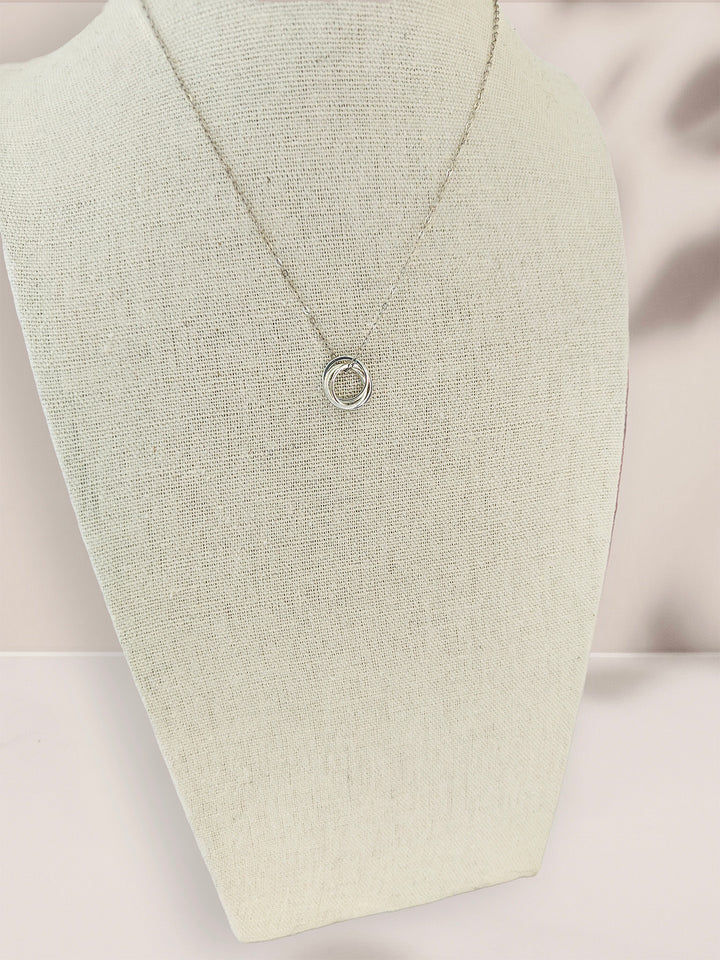 Sterling Silver Interlocking Rings Pendant Necklace