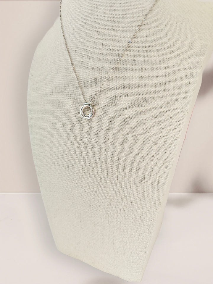 Sterling Silver Interlocking Rings Pendant Necklace