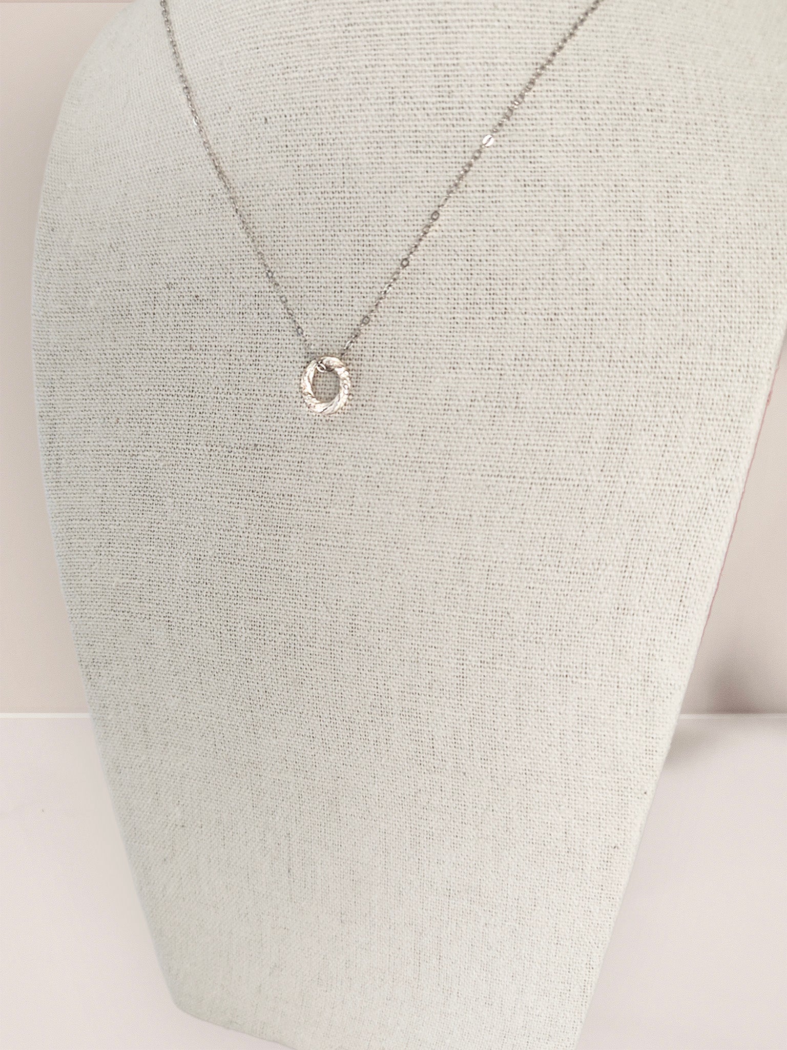 Sterling Silver Karma Circle Pendant Necklace