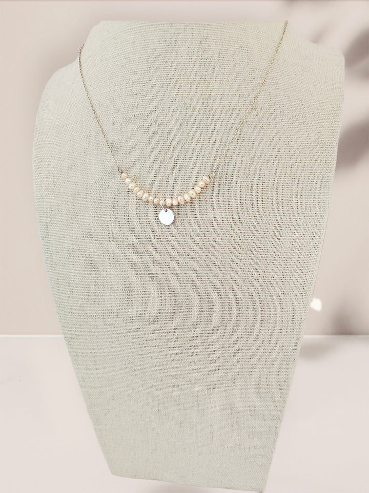 Sterling Silver Pearl Bead & Disc Pendant Necklace