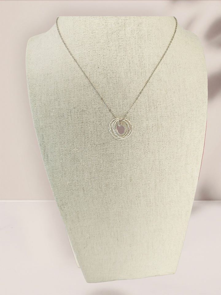 Sterling Silver Hammered Rings & Disc Pendant Necklace