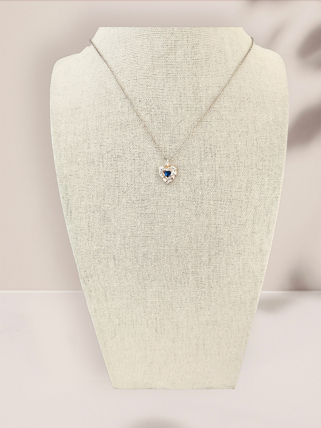 Sterling Silver Blue Sapphire Heart Necklace