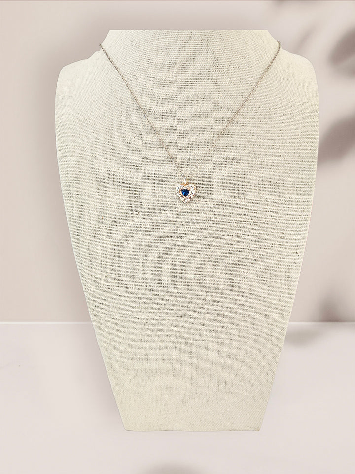 Sterling Silver Blue Sapphire Heart Necklace