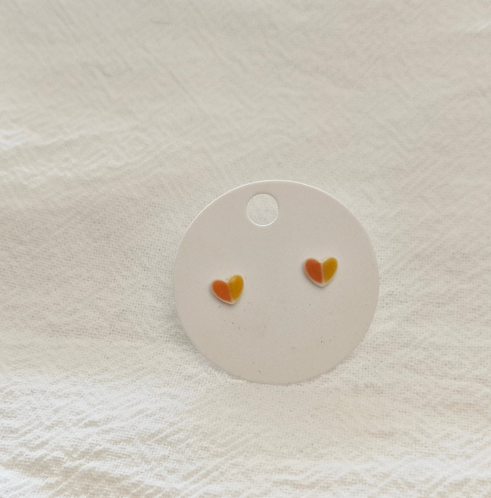 Orange Toned Heart Mini Studs