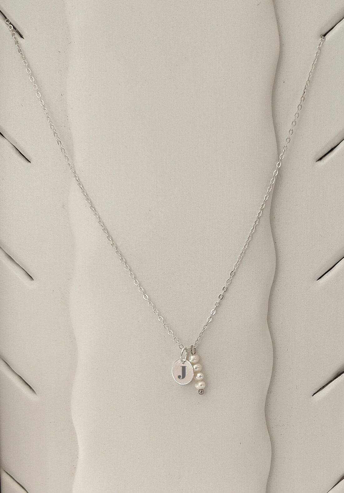 Sterling Silver Personalised Initial & Pearl Necklace