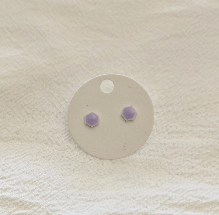 Purple Hexagon Mini Studs