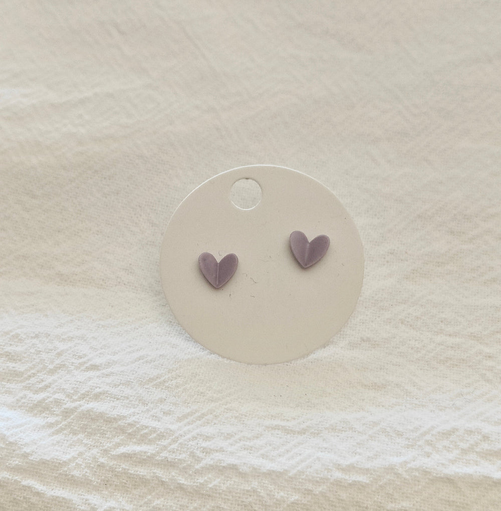 Purple Origami Heart Mini Studs