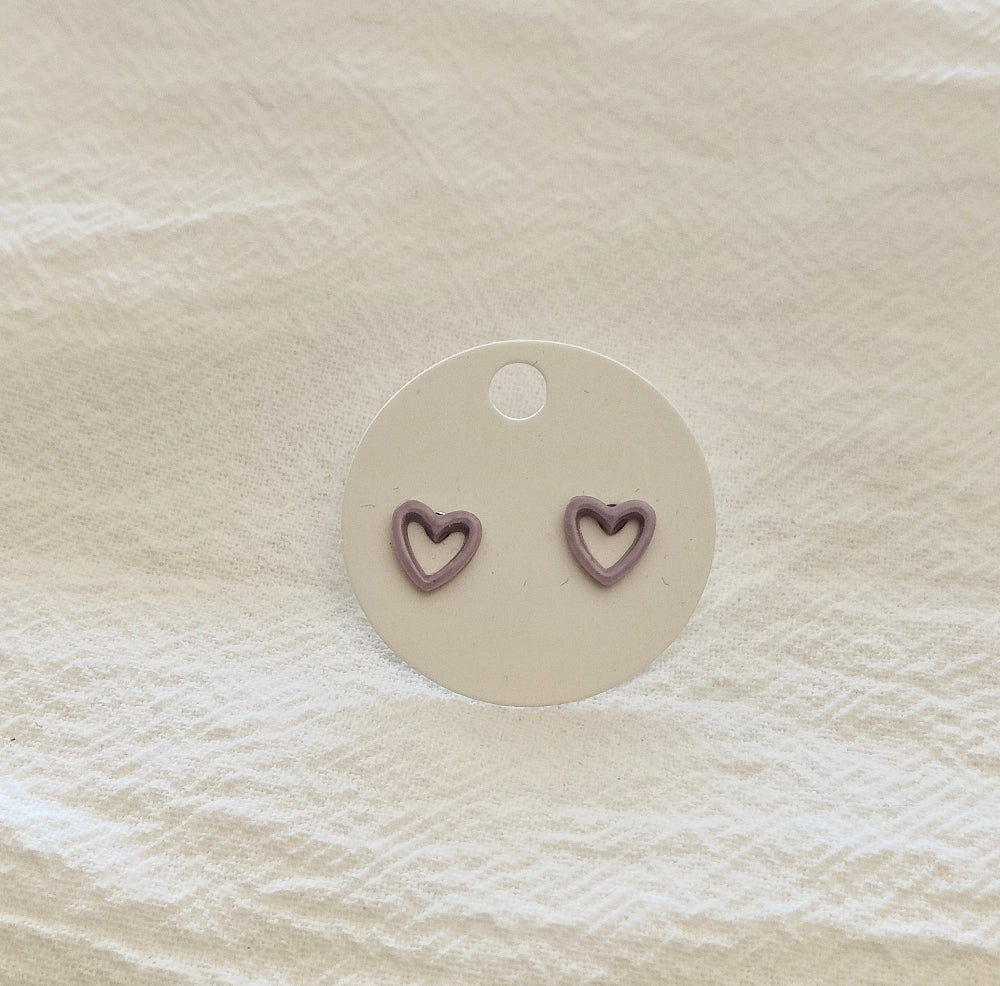 Purple Outline Heart Mini Studs