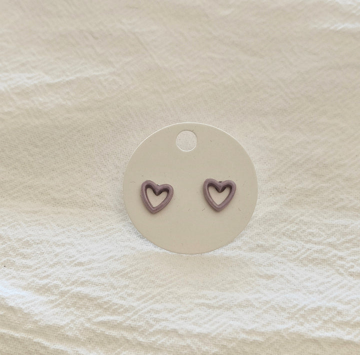 Purple Outline Heart Mini Studs