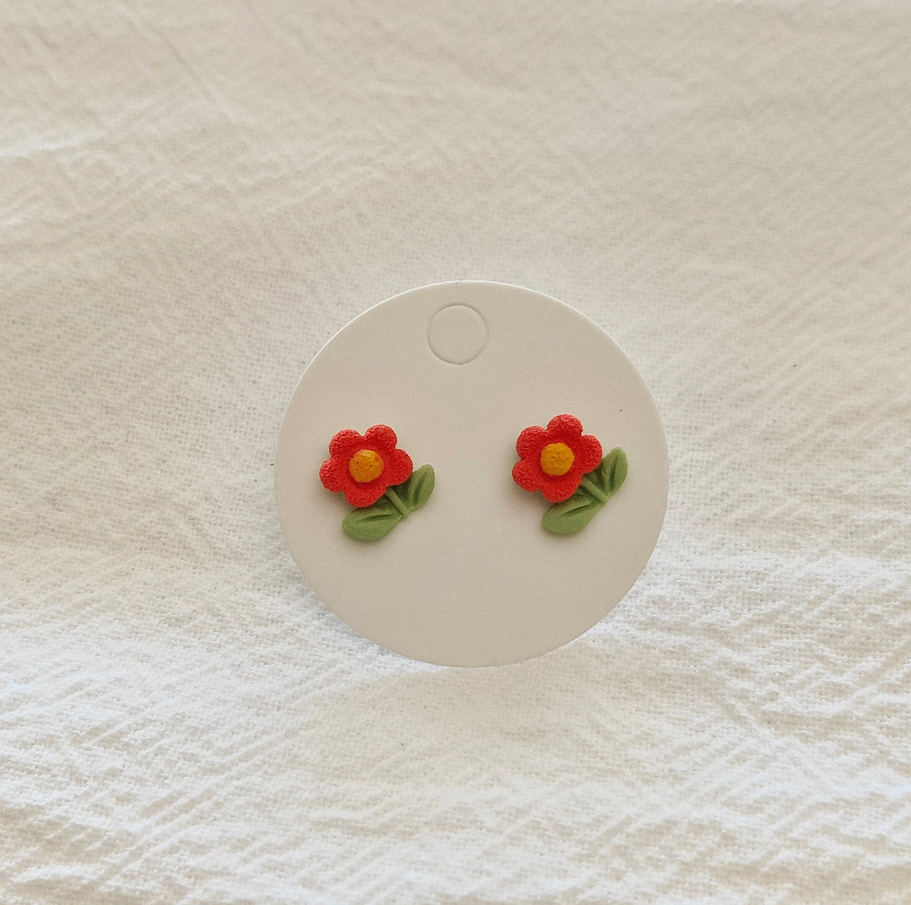 Red Flower Mini Studs