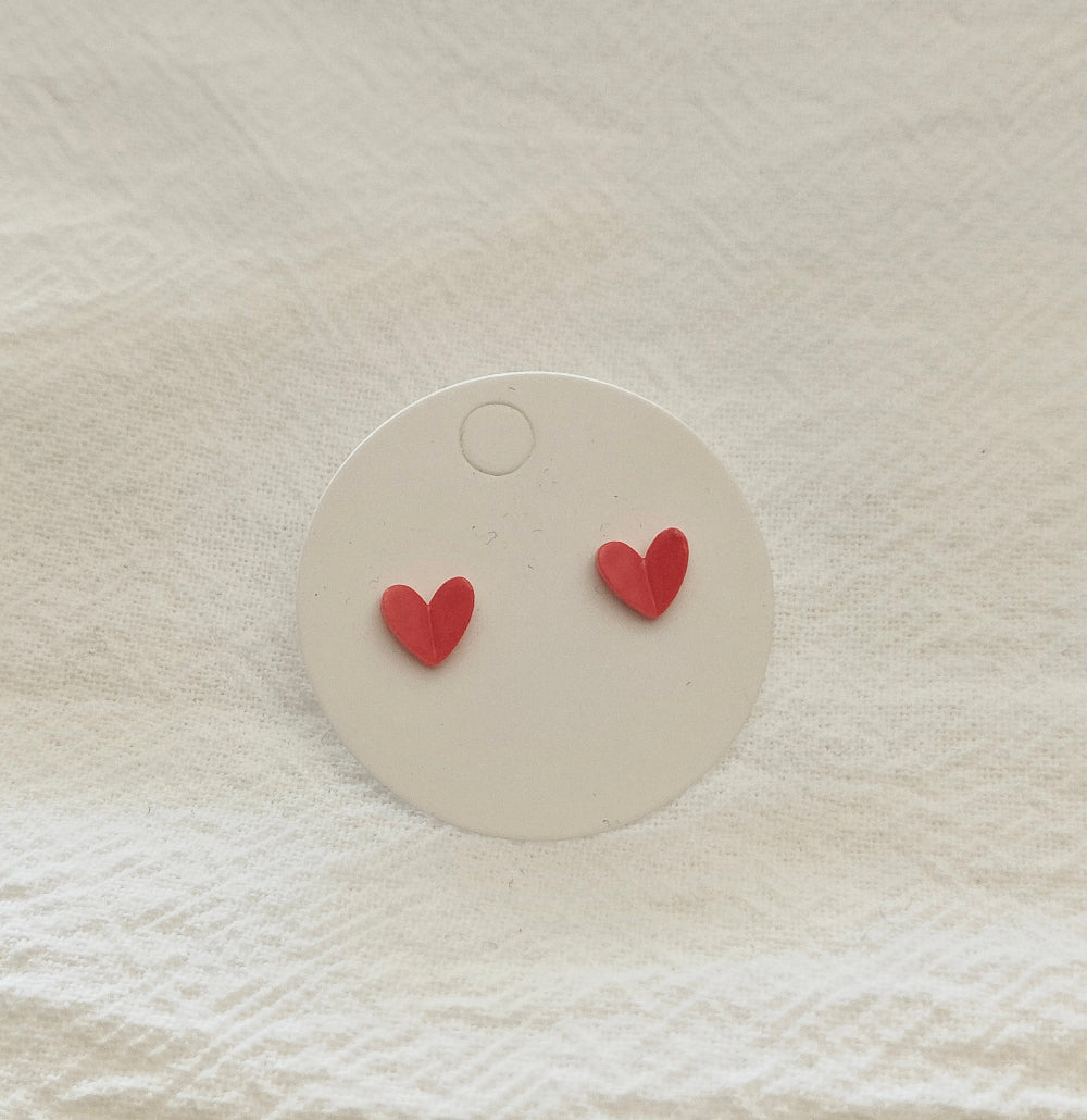 Red Origami Heart Mini Studs