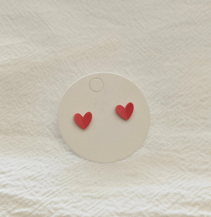 Red Origami Heart Mini Studs