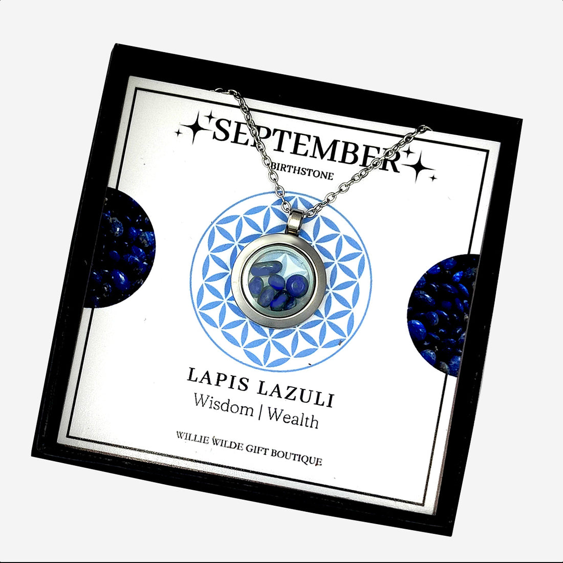 September Lapis Lazuli Birthstone Locket Necklace