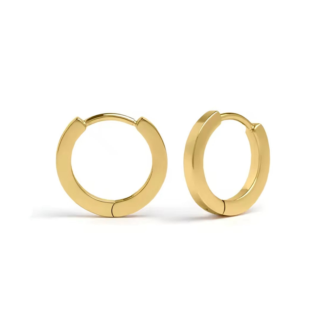 Gold Squared Edge Huggie Hoops