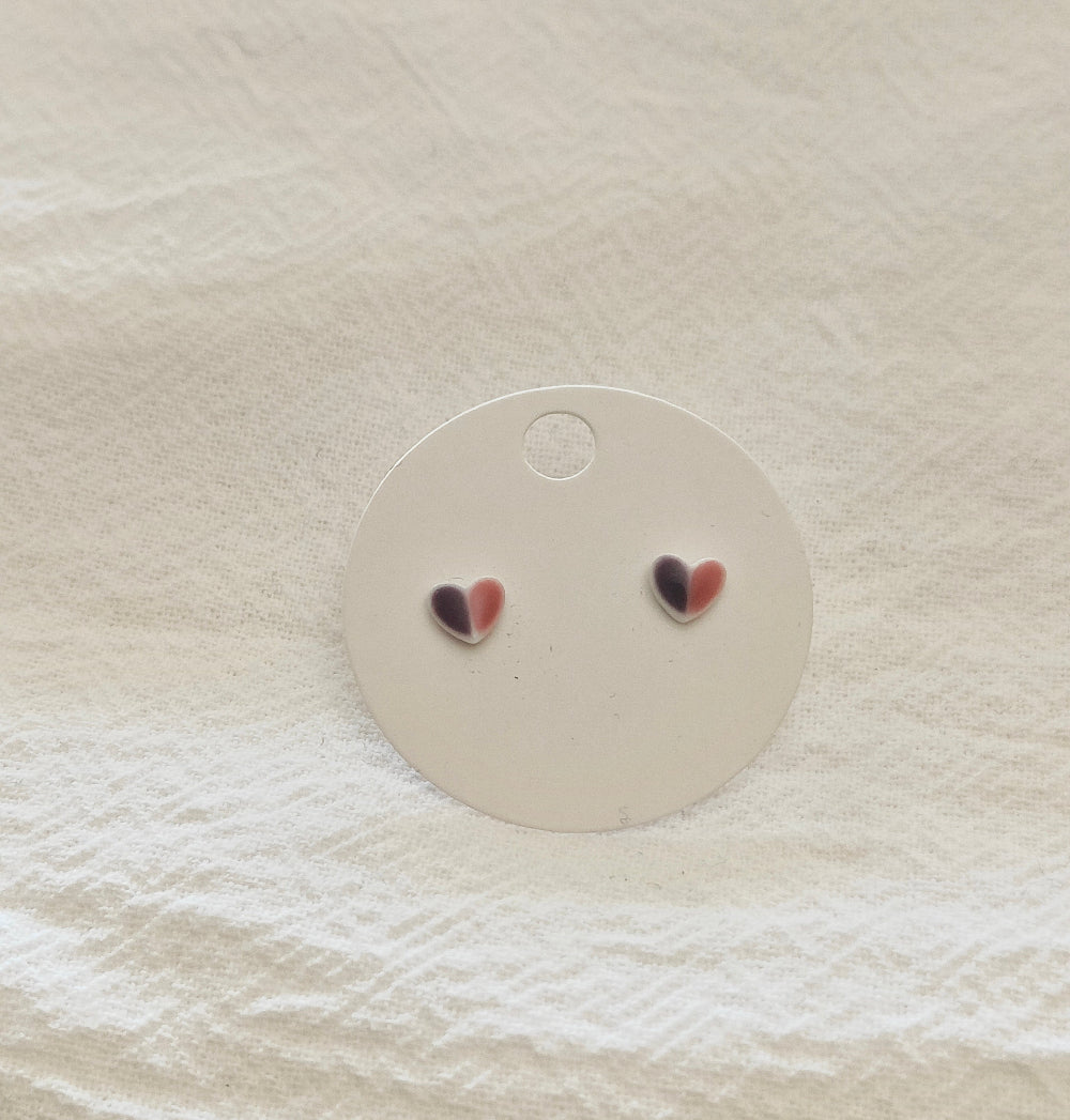 Two Toned Heart Mini Studs