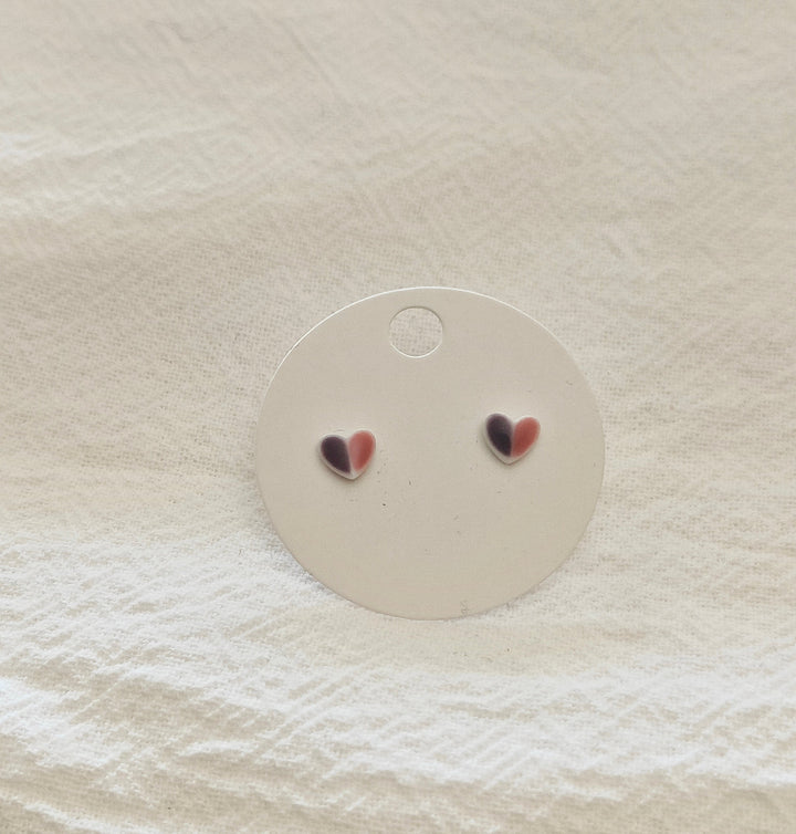 Two Toned Heart Mini Studs