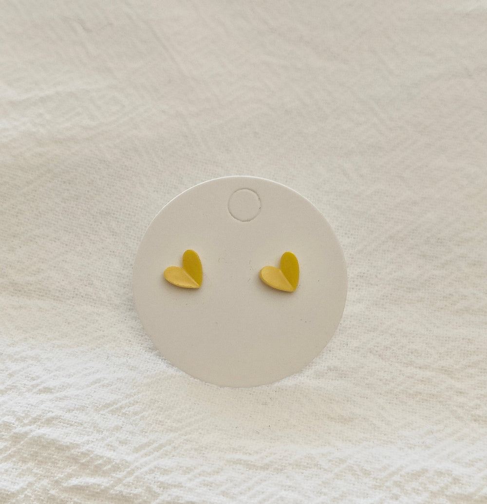 Yellow Origami Heart Mini Studs