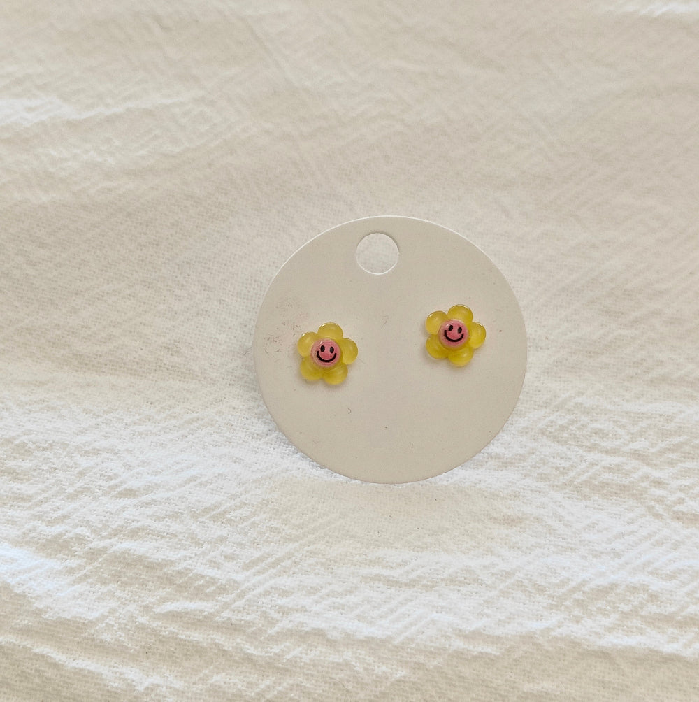 Yellow Smiley Flower Mini Studs