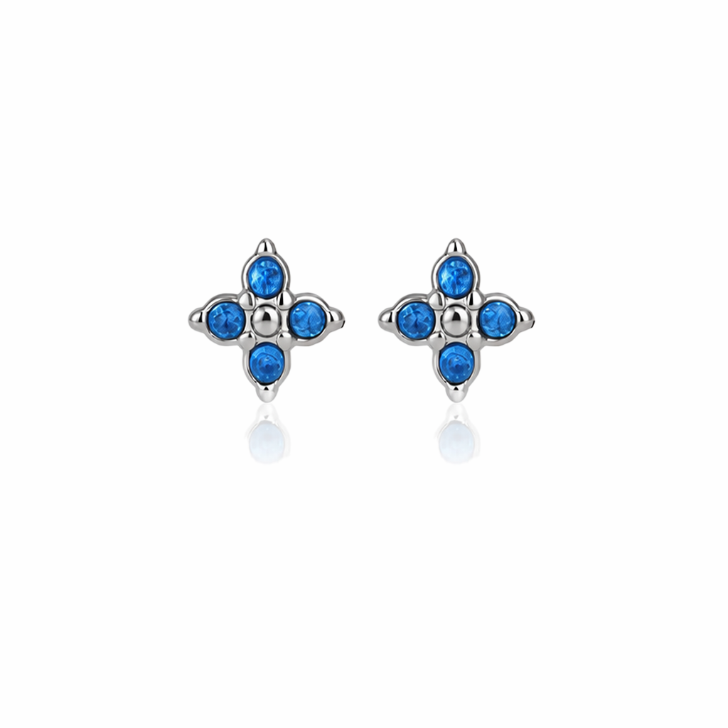 Silver Sapphire CZ Huggie & Stud Earrings