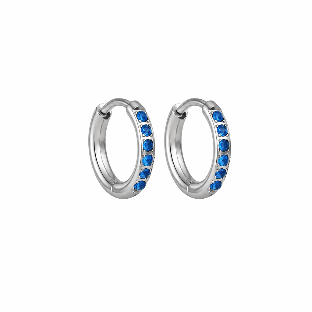 Silver Sapphire CZ Huggie & Stud Earrings