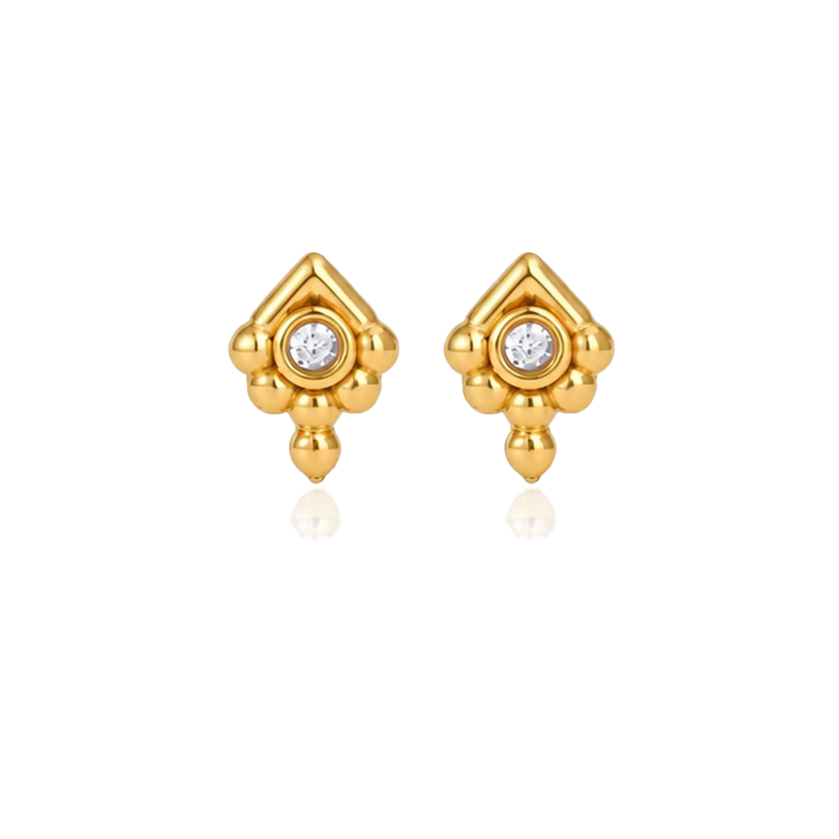 Gold CZ Teardrop Hoop, Marquise Huggies, Boho Stud Earrings