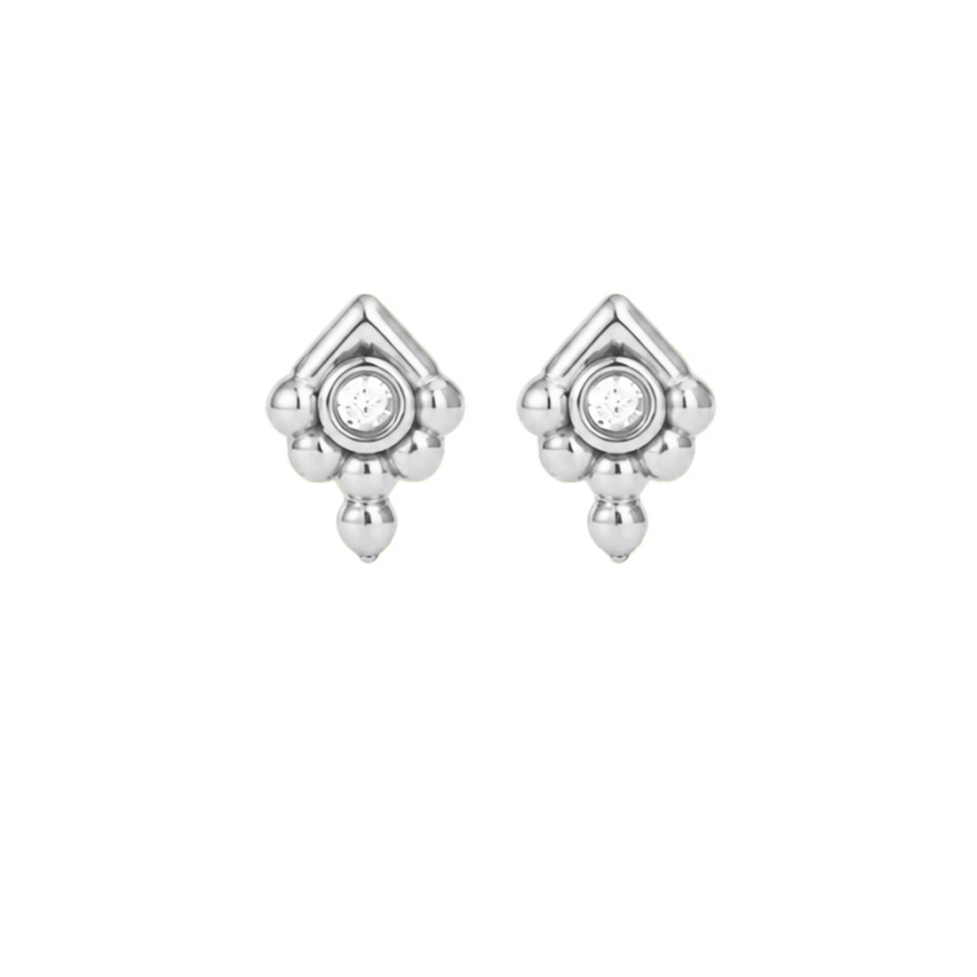 Silver CZ Teardrop Hoop, Marquise Huggies, Boho Stud Earrings