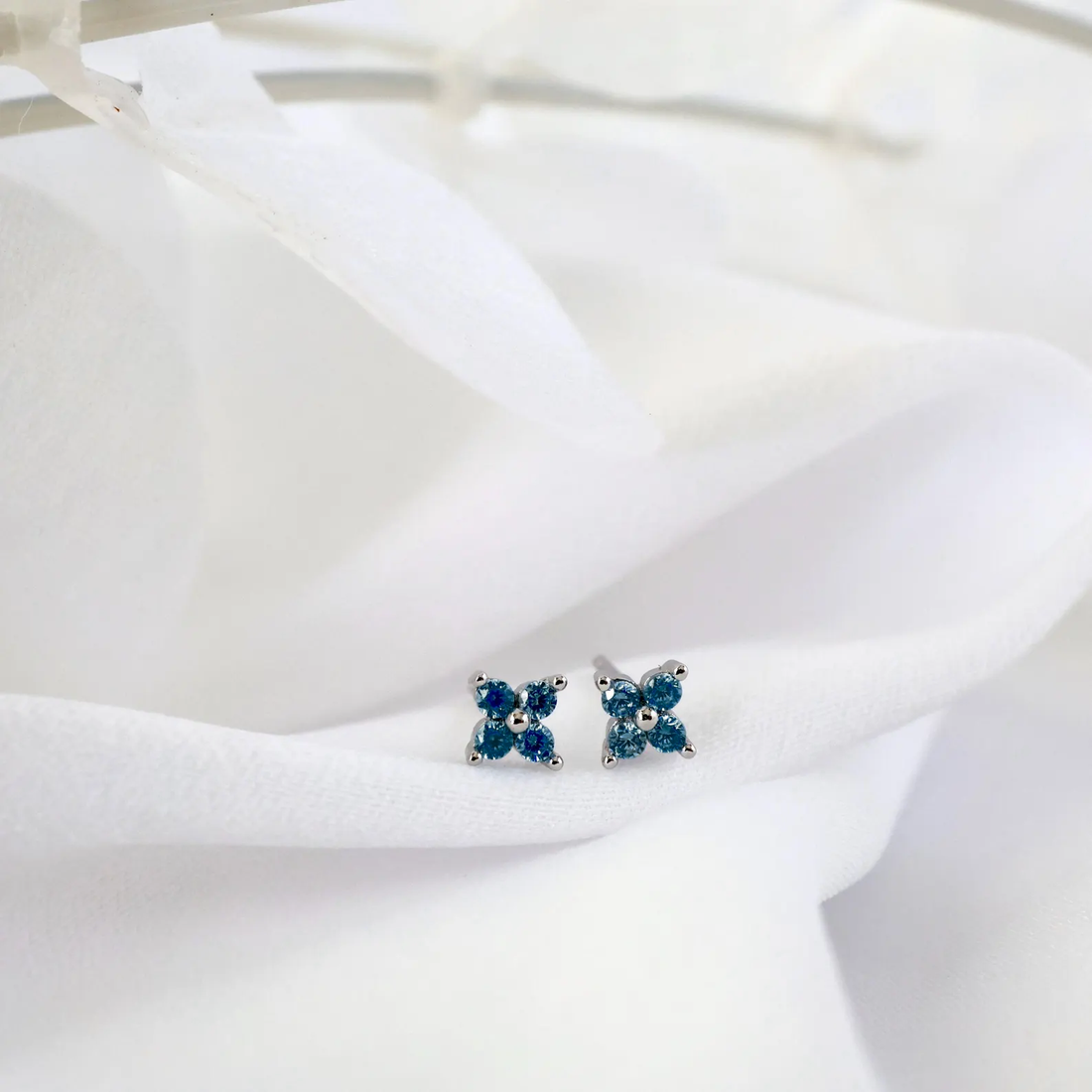 Silver Sapphire CZ Huggie & Stud Earrings
