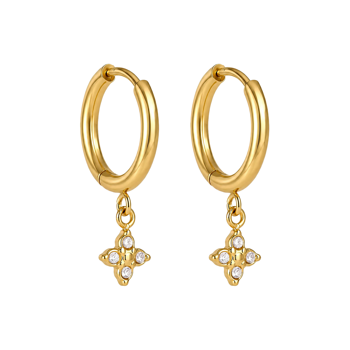 Gold CZ Huggie & Stud Earrings