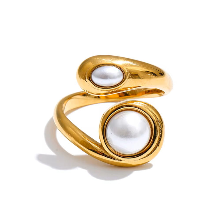 Gold Double Pearl Ring