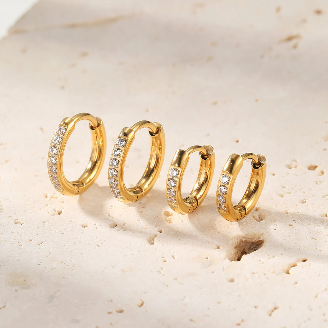 Gold CZ Huggie & Stud Earrings